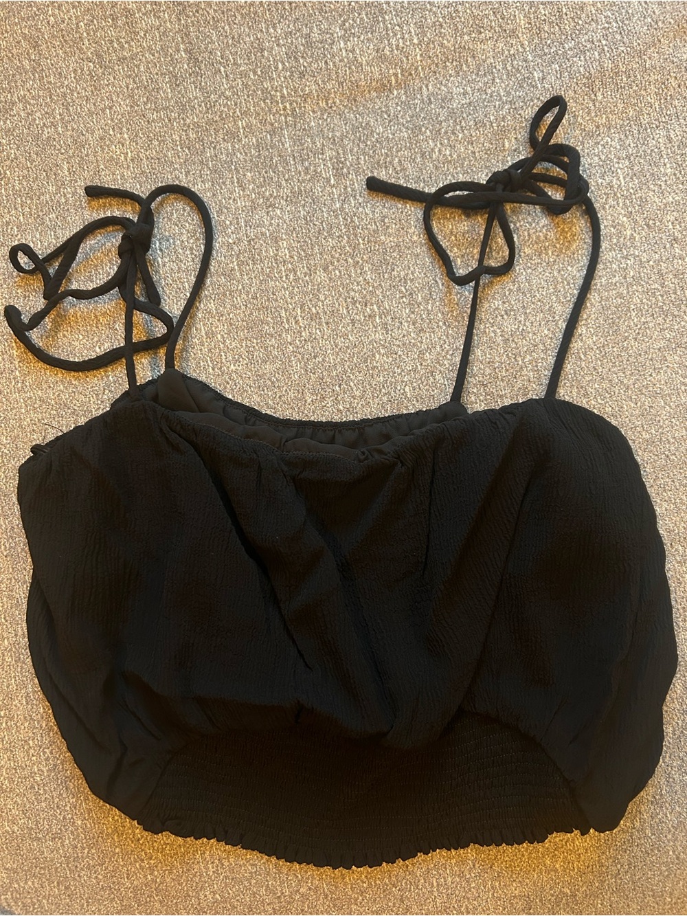 Astr Black Tie-Shoulder Cropped Cami